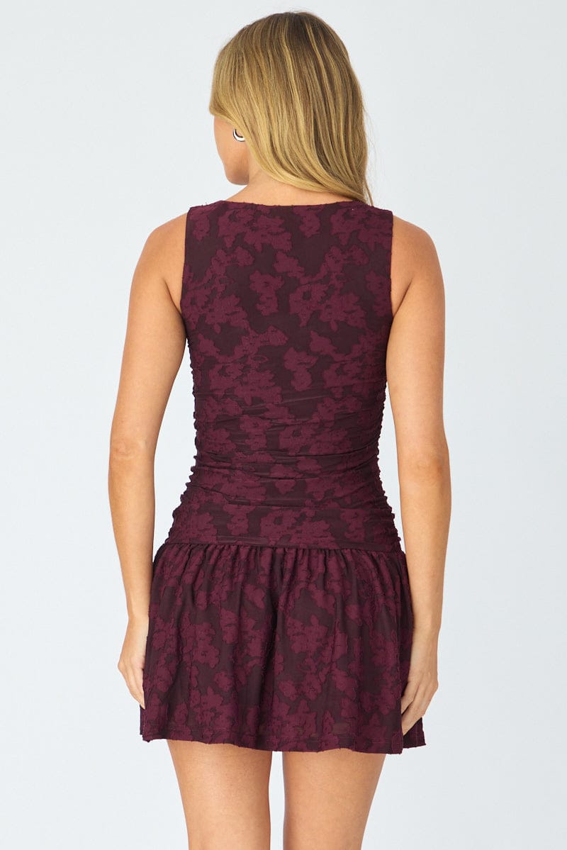 Red Mini Dress Drop Waist