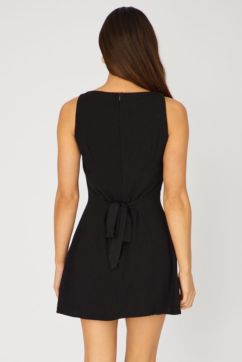 Black Mini Dress Boat Neck