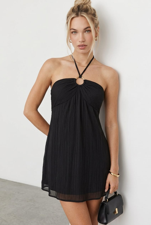 Black Halter Mini Dress