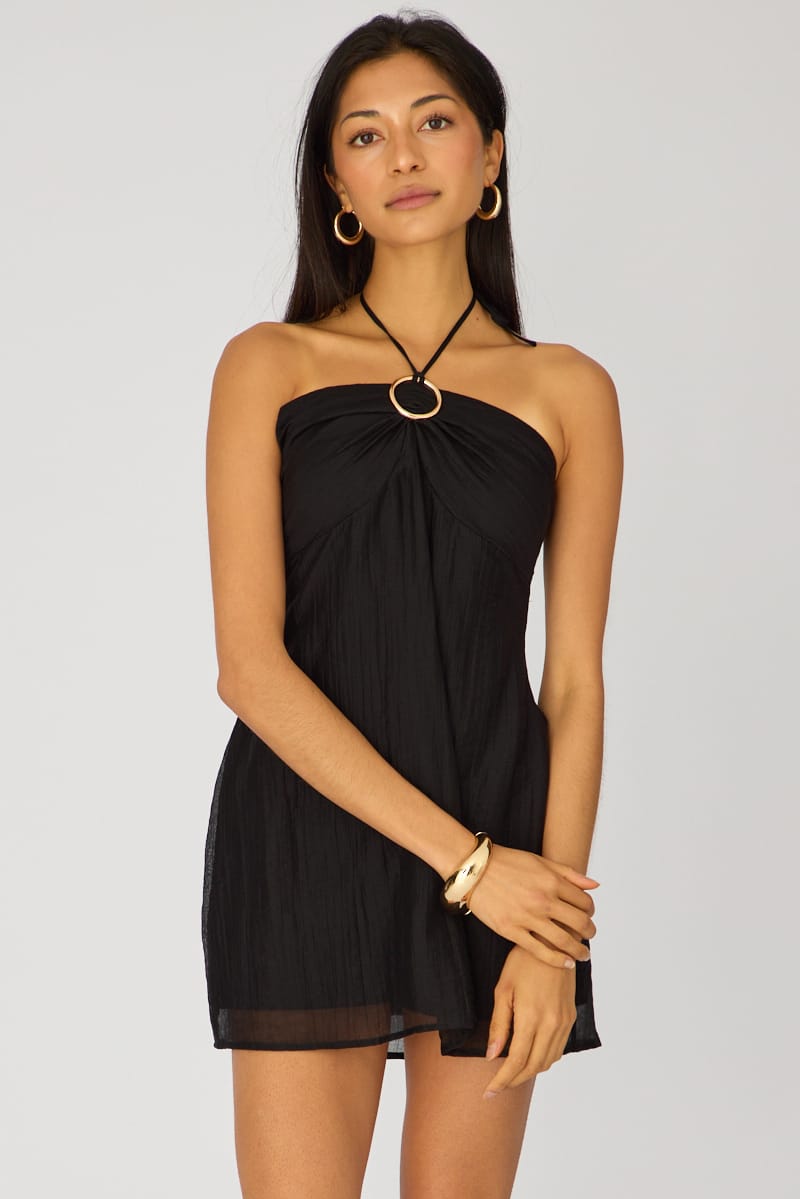 Black Halter Mini Dress