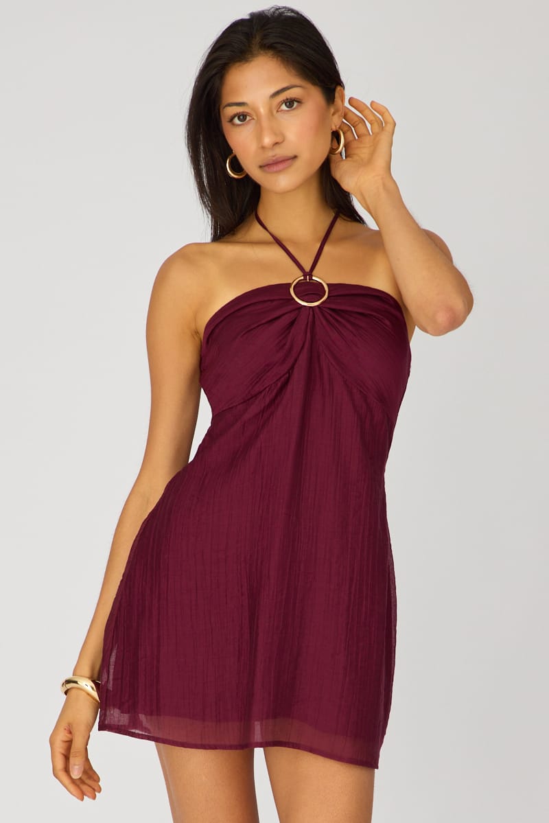 Purple Halter Mini Dress