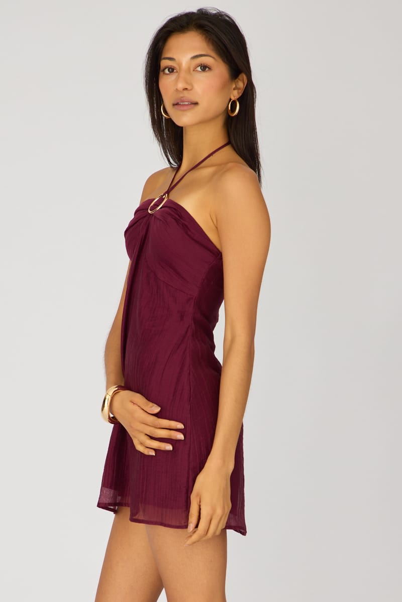 Purple Halter Mini Dress