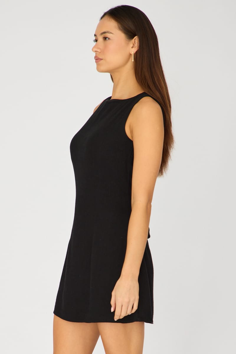 Black Mini Dress Boat Neck