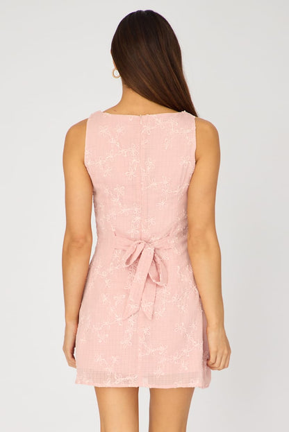 Pink Mini Dress Boat Neck